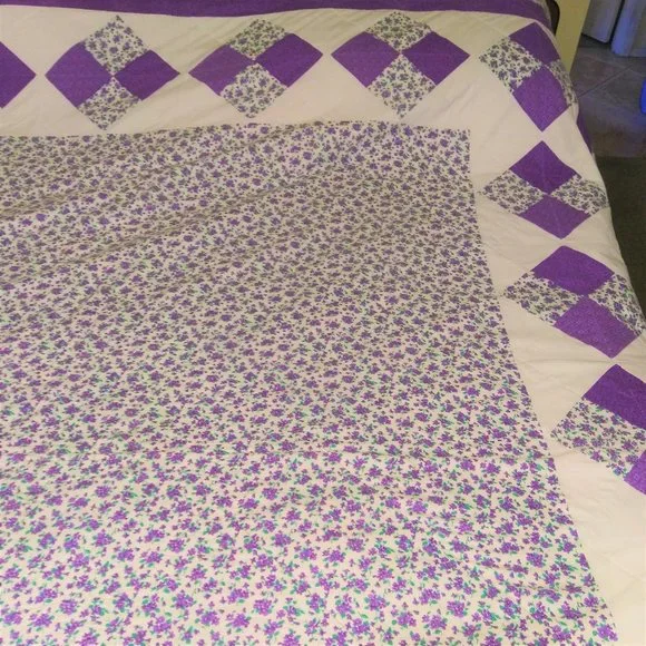 Handmade Lilac Quilt 84 x 100 Full / Queen Throw